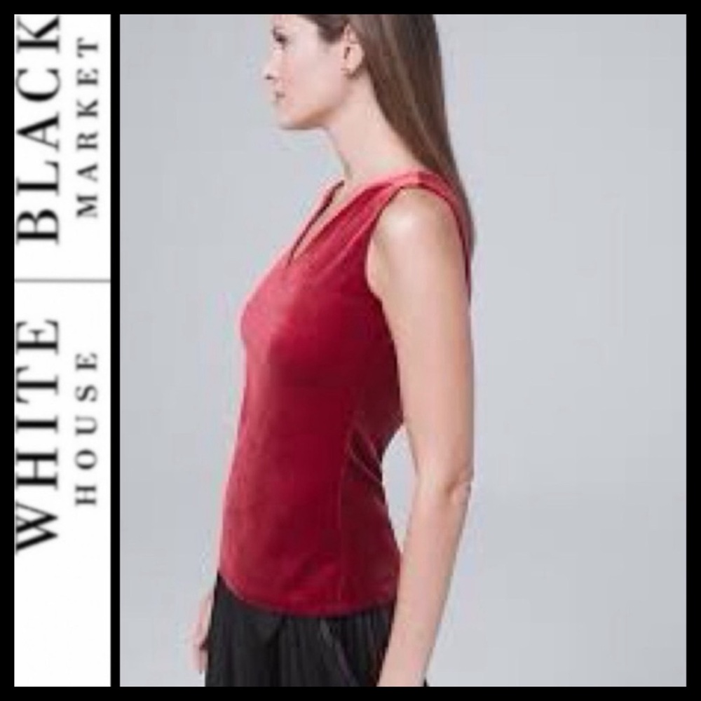 WHBM V-Neck Velvet Shell, Red